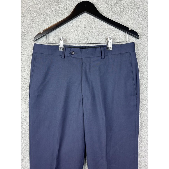 Jos A Bank Signature Collection Pants Mens 32x29 Navy Wool Tailored Fit Dress